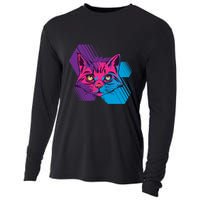 Trippy Cat Face Cooling Performance Long Sleeve Crew