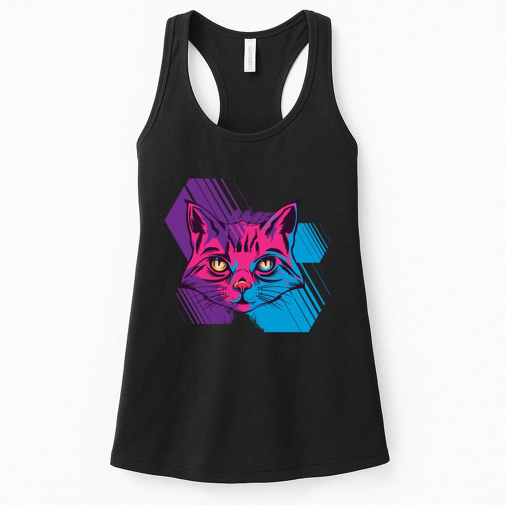Trippy Cat Face Womens Tank Top