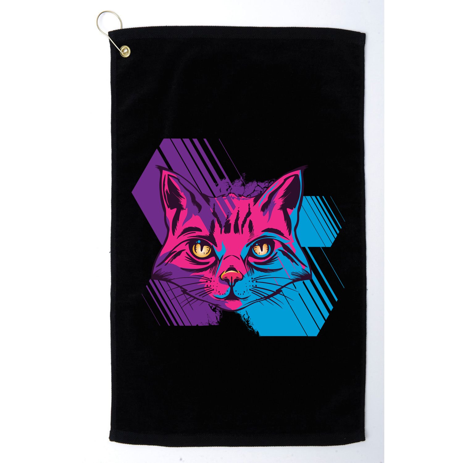 Trippy Cat Face Golf Towel