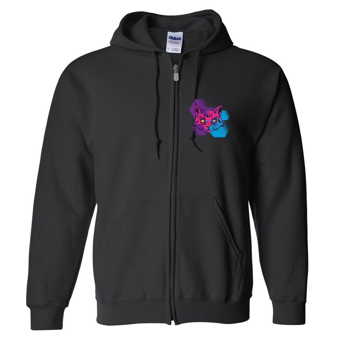 Trippy Cat Face Full Zip Hoodie