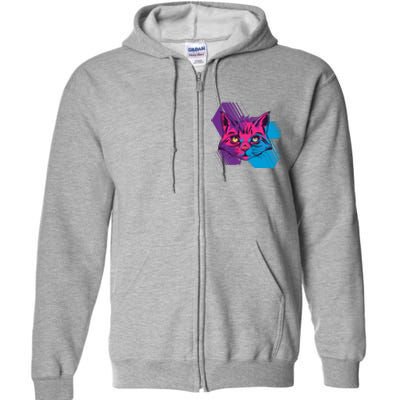 Trippy Cat Face Full Zip Hoodie