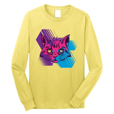 Trippy Cat Face Long Sleeve Shirt