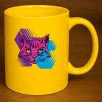 Trippy Cat Face 11oz C Handle Ceramic Mug