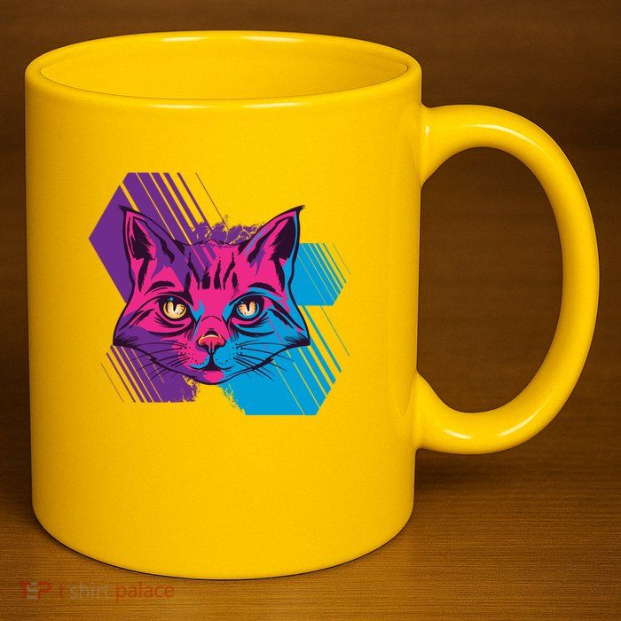 Trippy Cat Face 11oz C Handle Ceramic Mug