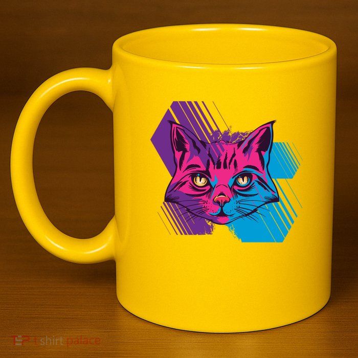 Trippy Cat Face 11oz C Handle Ceramic Mug