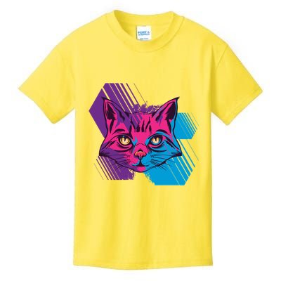 Trippy Cat Face Kids T-Shirt