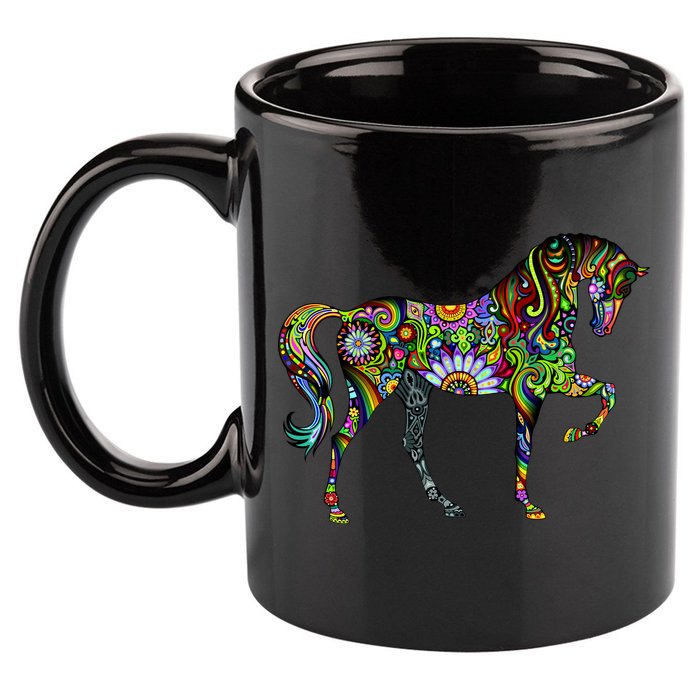 Trippy Cheerful Horse 11oz C Handle Ceramic Mug