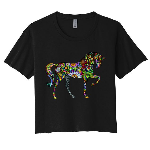 Trippy Cheerful Horse Crop Top