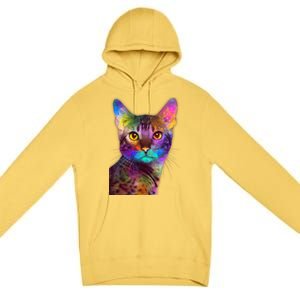 Trippy Colorful Cat Premium Pullover Hoodie