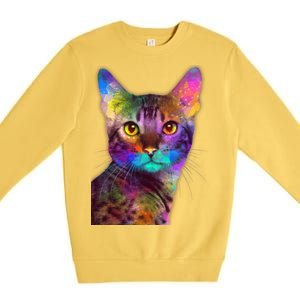 Trippy Colorful Cat Premium Crewneck Sweatshirt