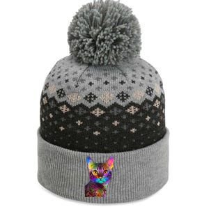 Trippy Colorful Cat The Baniff Cuffed Pom Beanie