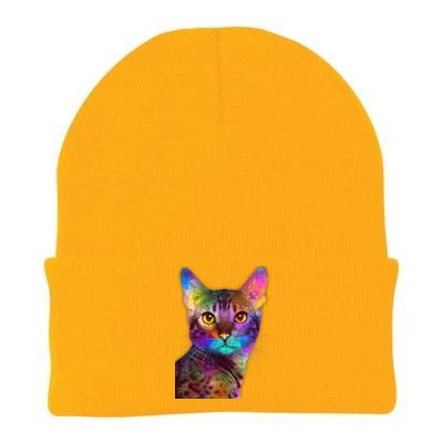 Trippy Colorful Cat Knit Cap Winter Beanie