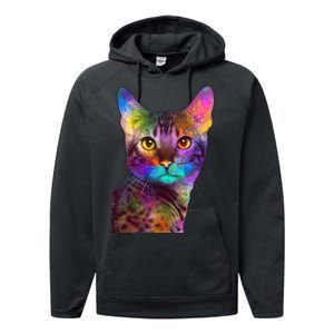 Trippy Colorful Cat Performance Fleece Hoodie