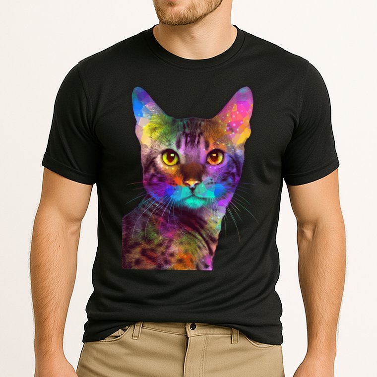 Trippy Colorful Cat Performance Shirt
