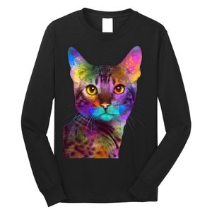 Trippy Colorful Cat Long Sleeve Shirt