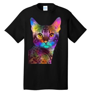 Trippy Colorful Cat Tall T-Shirt