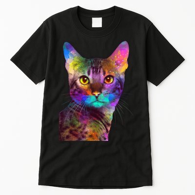 Trippy Colorful Cat Tall T-Shirt