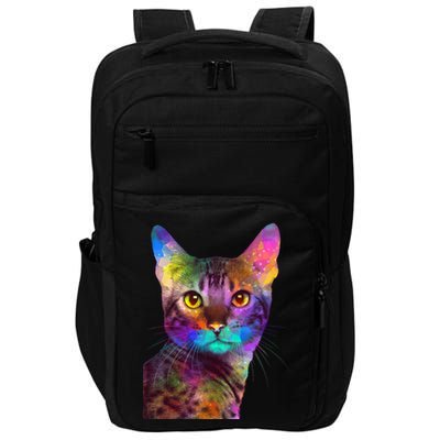Trippy Colorful Cat Impact Tech Backpack