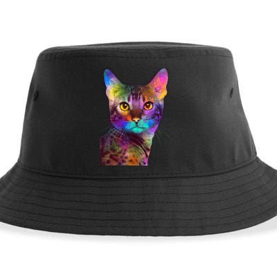 Trippy Colorful Cat Sustainable Bucket Hat