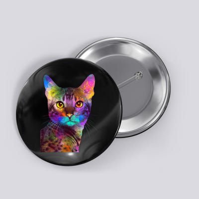 Trippy Colorful Cat Button