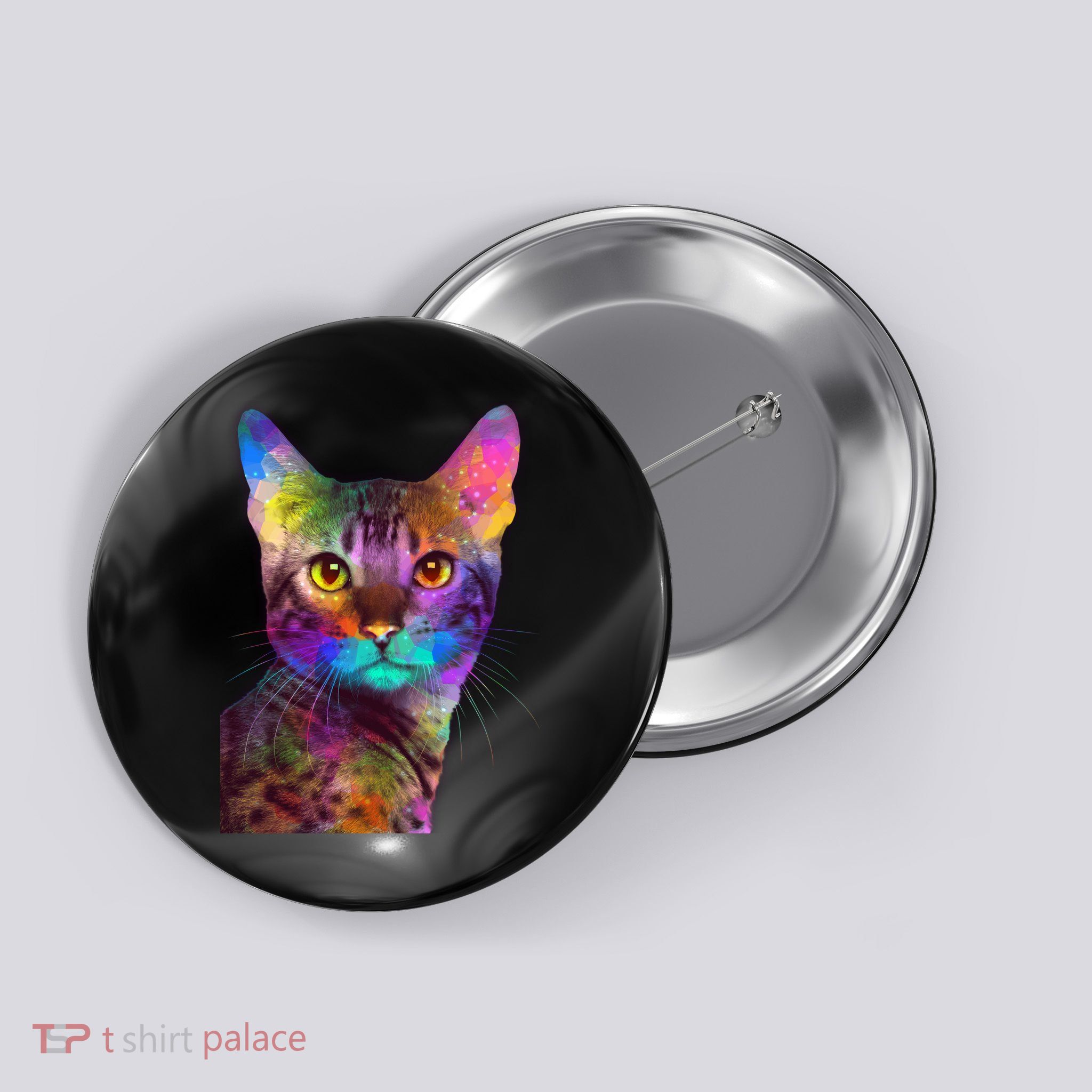 Trippy Colorful Cat Button