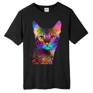 Trippy Colorful Cat Tall Fusion ChromaSoft Performance T-Shirt