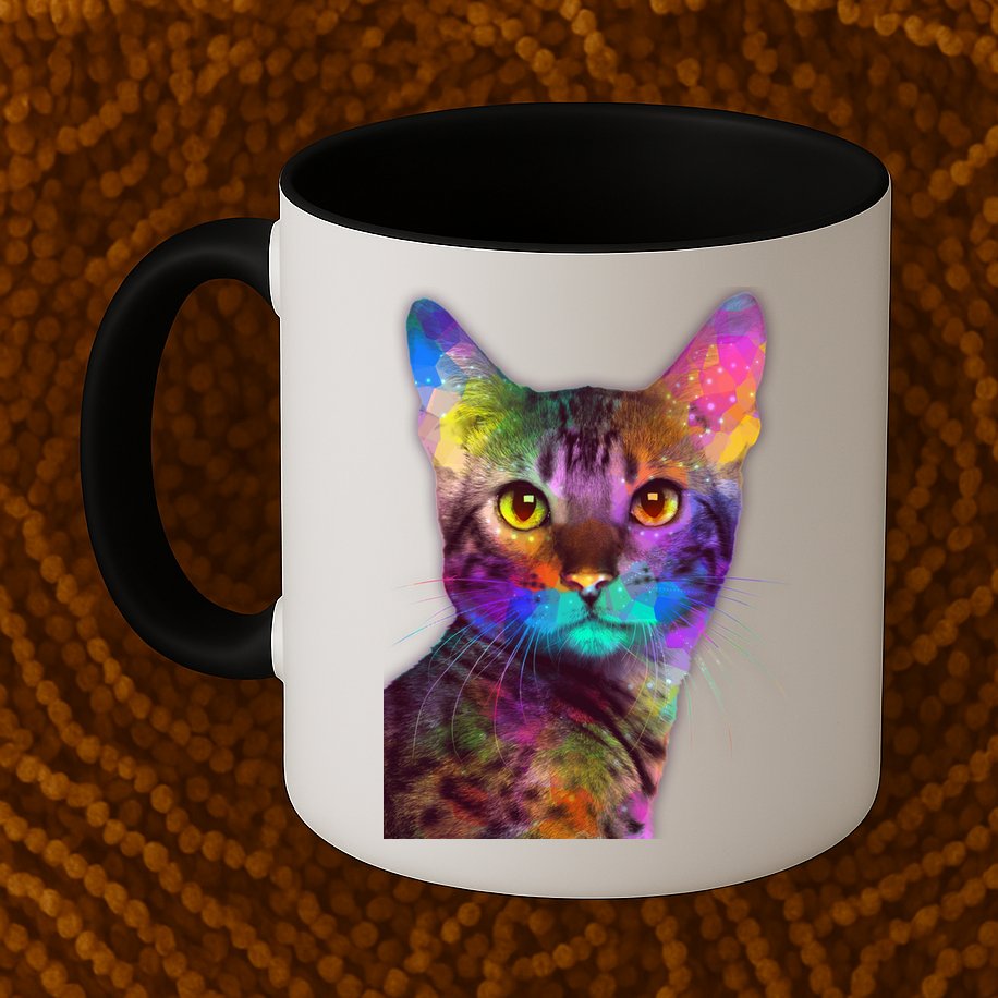 Trippy Colorful Cat Mug
