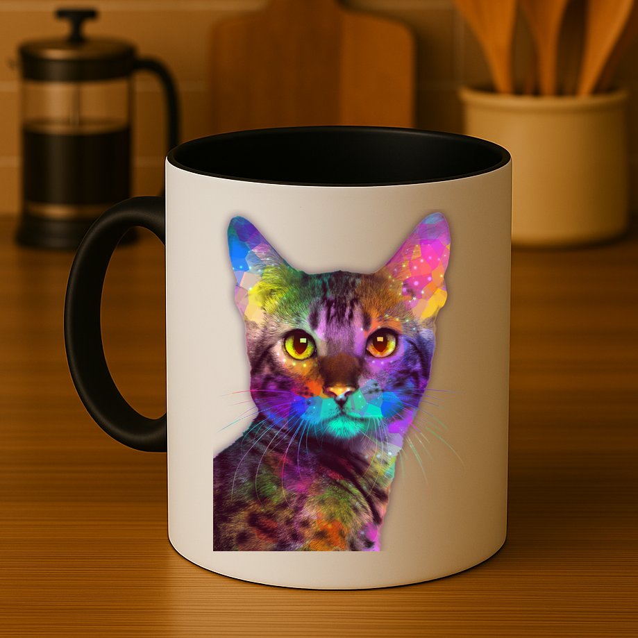 Trippy Colorful Cat Mug
