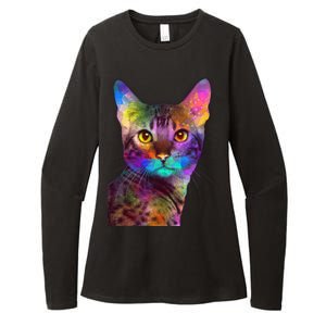 Trippy Colorful Cat Womens CVC Long Sleeve Shirt