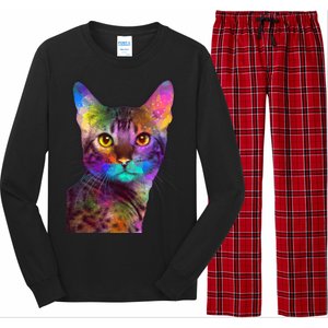 Trippy Colorful Cat Long Sleeve Pajama Set