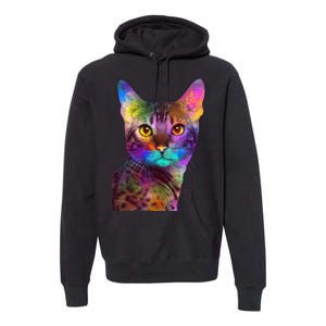 Trippy Colorful Cat Premium Hoodie