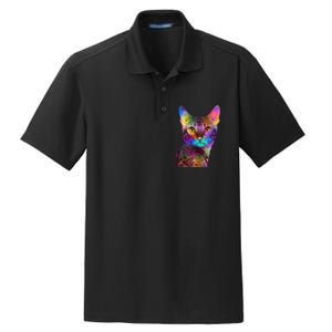 Trippy Colorful Cat Dry Zone Grid Polo