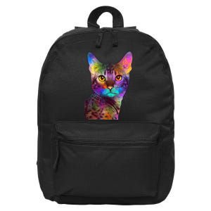 Trippy Colorful Cat 16 in Basic Backpack