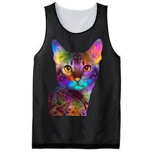 Trippy Colorful Cat Mesh Reversible Basketball Jersey Tank