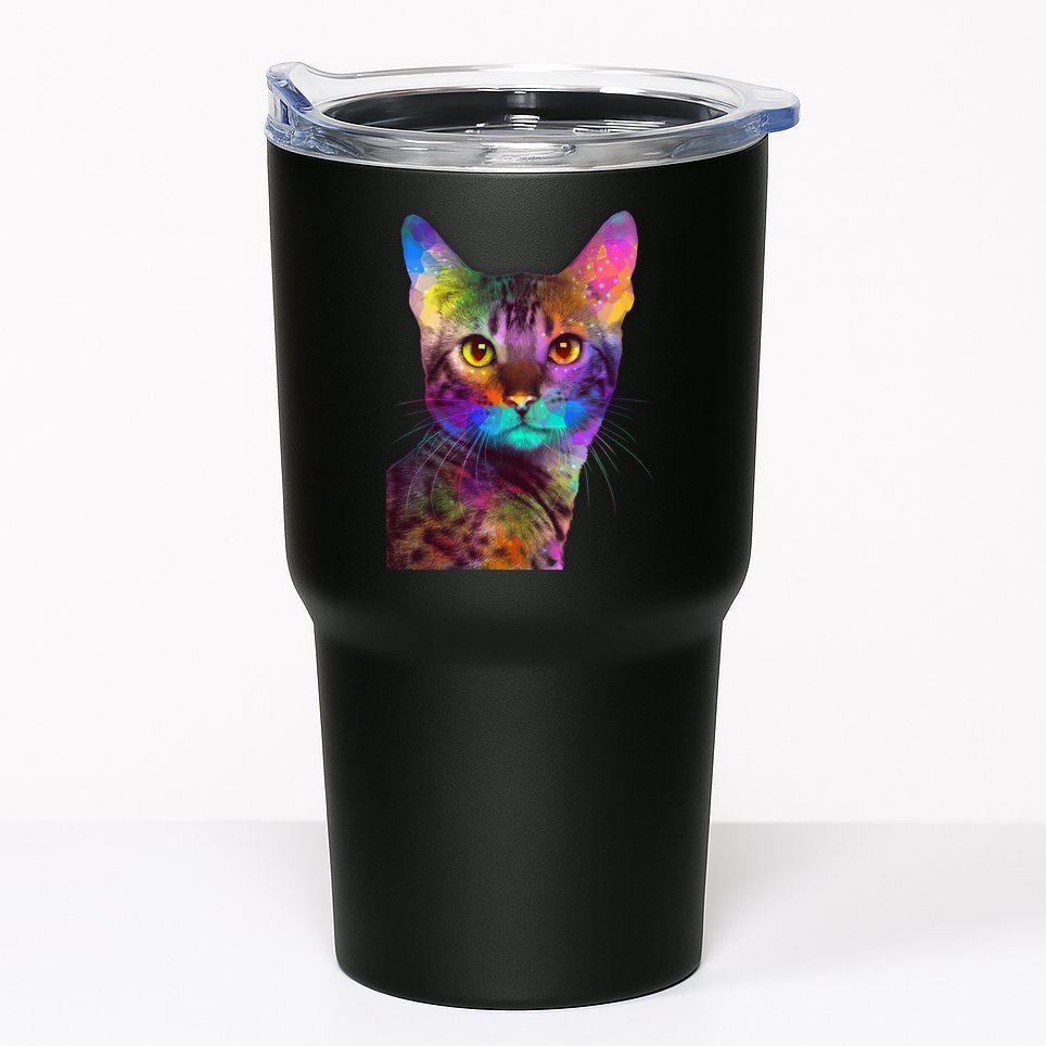 Trippy Colorful Cat Tumbler