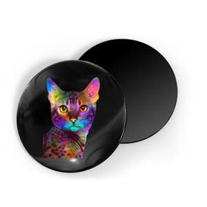 Trippy Colorful Cat Magnet