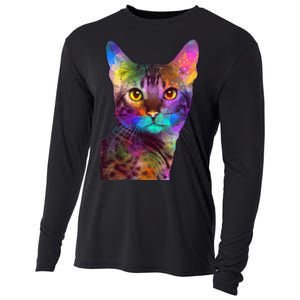 Trippy Colorful Cat Cooling Performance Long Sleeve Crew