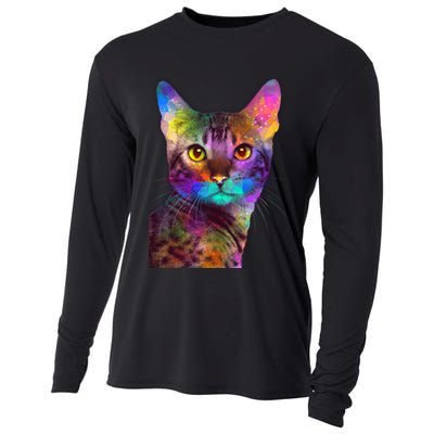 Trippy Colorful Cat Cooling Performance Long Sleeve Crew