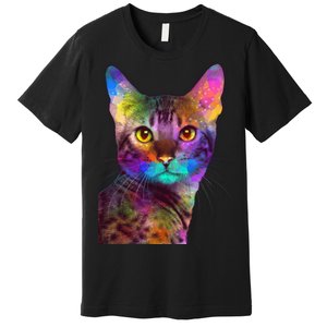 Trippy Colorful Cat Premium T-Shirt