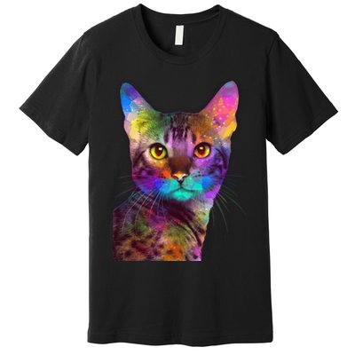 Trippy Colorful Cat Premium T-Shirt