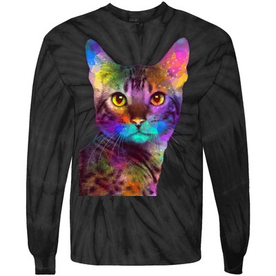 Trippy Colorful Cat Tie-Dye Long Sleeve Shirt