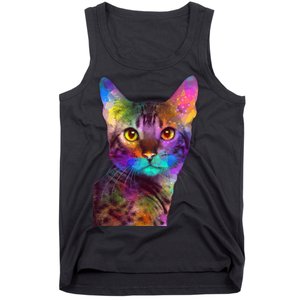 Trippy Colorful Cat Tank Top