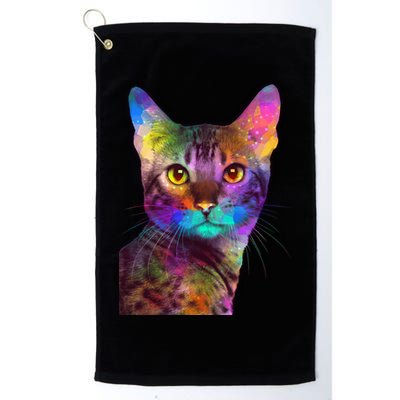 Trippy Colorful Cat Golf Towel