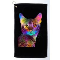 Trippy Colorful Cat Golf Towel