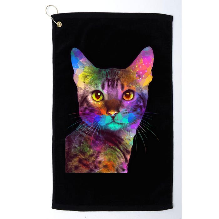 Trippy Colorful Cat Golf Towel