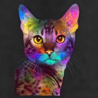 Trippy Colorful Cat Golf Towel