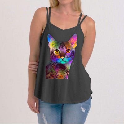 Trippy Colorful Cat Women's Strappy Tank
