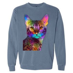 Trippy Colorful Cat Garment-Dyed Sweatshirt