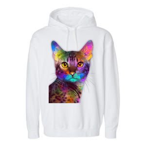 Trippy Colorful Cat Garment-Dyed Fleece Hoodie