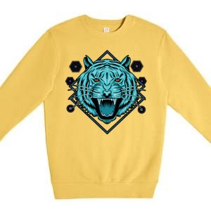 Trippy Cyan Tiger Graphic Premium Crewneck Sweatshirt